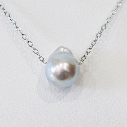 Actual product 10.3mm Necklace Natural color Seawater Real akoya Pearl Baroque Surgical Stainless Steel Japan reenspearl