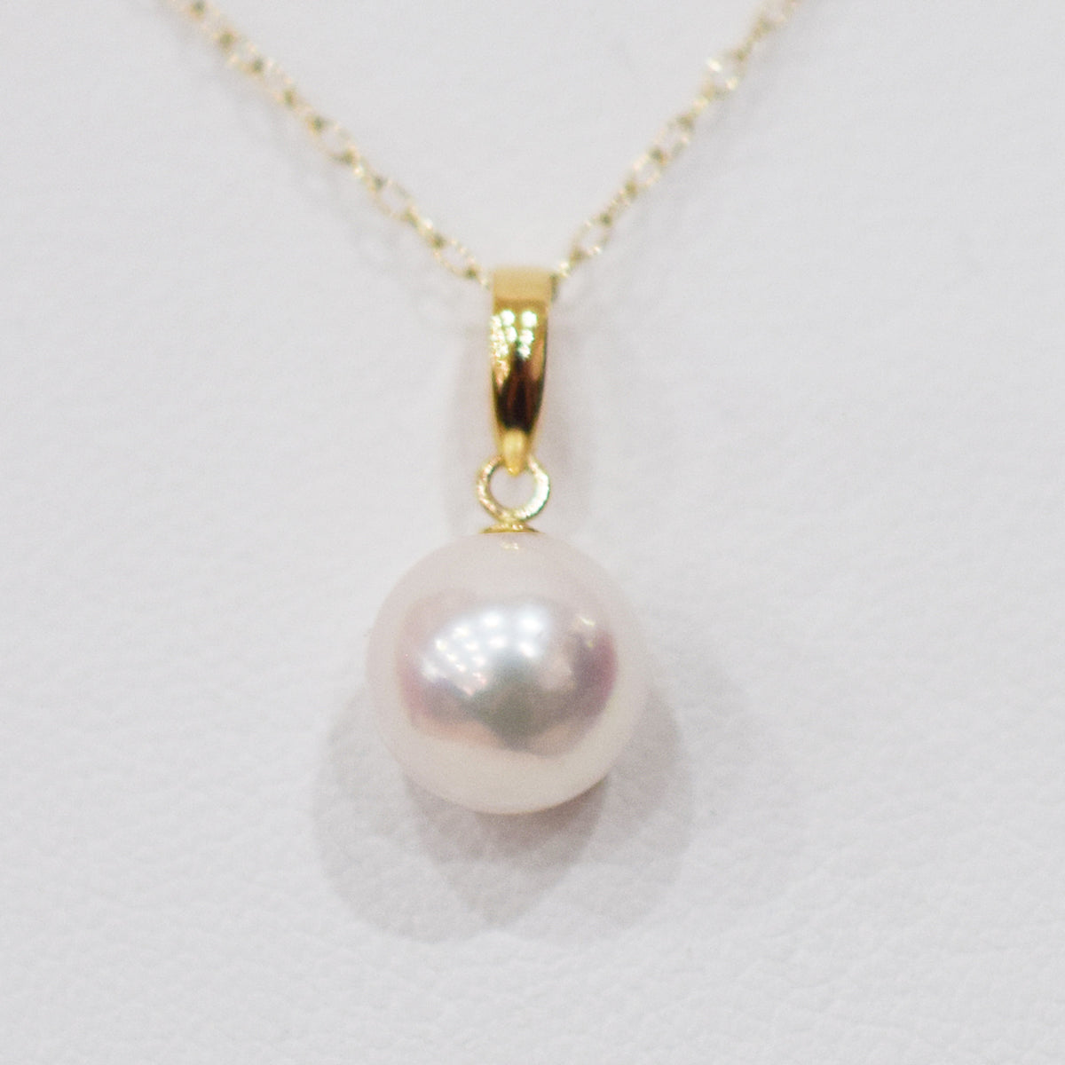 【K18YG / K18WG】Tennyo color White pink 8mm - 8.5mm pendant necklace Akoya Pearl Real Japan Seawater pearl reenspearl akoyapearl