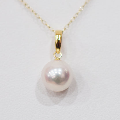 【K18YG / K18WG】Tennyo color White pink 8mm - 8.5mm pendant necklace Akoya Pearl Real Japan Seawater pearl reenspearl akoyapearl