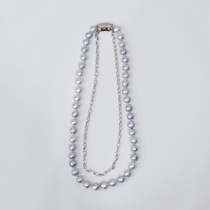 Limited to actual item Necklace Natural color Baroque 8 - 9mm Akoya Pearl Japan 16.5inch starand choker SV925