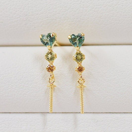 Only metal fittings K18YG stud earring Metal fitting Semi-precious stones Heart Recommended for pearls under 9.5mm