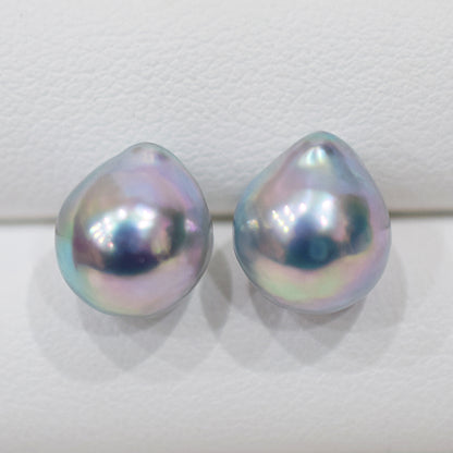 Limited to actual item Natural color akoya Baroque pearl 10mm - 10.5mm Surgical Stainless Steel Seawater Akoya Pearl Stud Earrings Japan