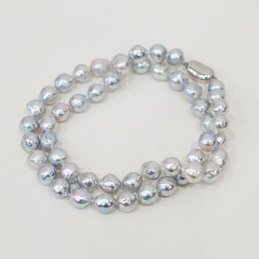 Limited to actual item Necklace Natural color Baroque 9mm - 10mm Akoya Pearl Japan 20.6inch starand choke