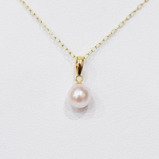 【K10 / K18】Hanadama rank White pink 5.5mm - 6.5mm pendant necklace Akoya Pearl Real Japan Seawater pearl reenspearl akoyapearl
