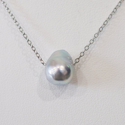 Actual product 11mm Necklace Natural color Seawater Real akoya Pearl Baroque Surgical Stainless Steel Japan reenspearl