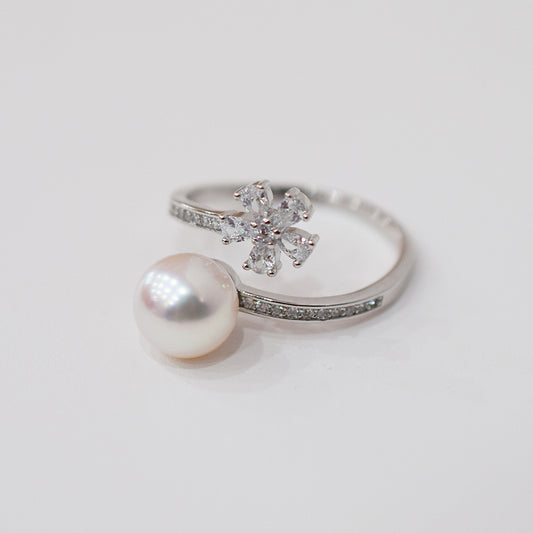 Actual product Rare White pink 8mm - 8.5mm Ring Sea Real Akoya Pearl From Japan SV925 Silver reenspearl akoyapearl