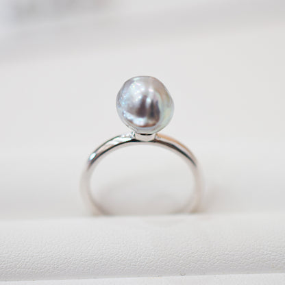 ［You can choose the pearl］Akoya Baroque pearl 8mm - 9mm Natural color Ring Sea Real akoya pearl From Japan 1pc pearl SV925 Silver reenspearl akoyapearl ring
