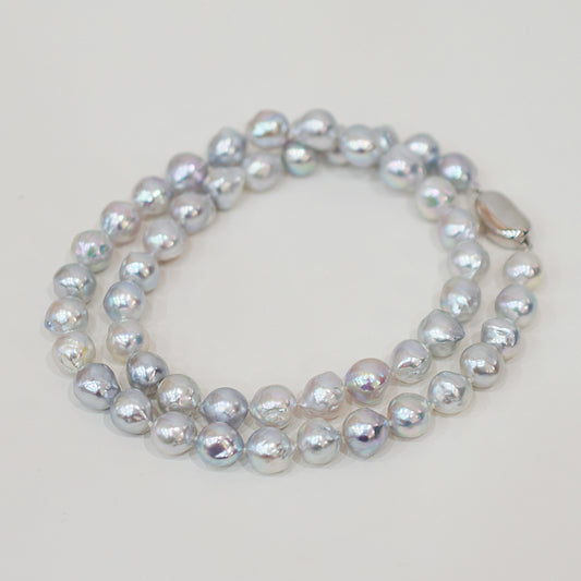 Limited to actual item Necklace Natural color Baroque 9mm - 10mm Akoya Pearl Japan 20.2inch starand choker