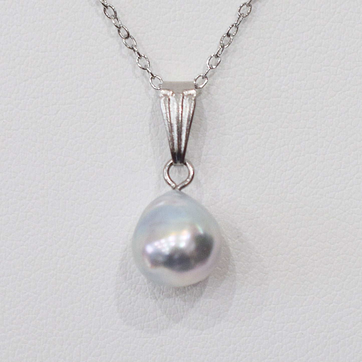 Actual product 9.5mm pendant Necklace Natural color Seawater Real akoya Pearl Baroque Surgical Stainless Steel Japan reenspearl
