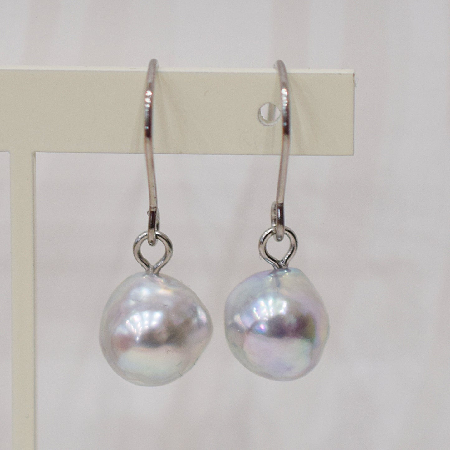 Actual product Natural color akoya Baroque pearl 9mm - 10mm Surgical Stainless Steel Seawater Akoya Pearl Stud Earrings Japan