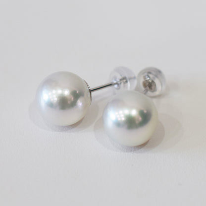 Actual product Whitepink 9mm - 9.5mm Seawater Akoya Pearl Stud Earring K14WG From Japan Japanese Seawater reenspearl
