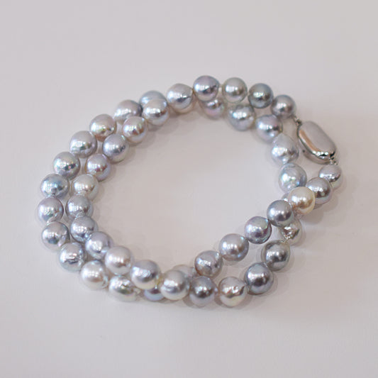 Limited to actual item Necklace Natural color Baroque 8mm - 9mm Akoya Pearl Japan 17.3inch starand choker