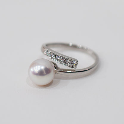 Actual product Rare White pink 8mm - 8.5mm Ring Sea Real Akoya Pearl From Japan SV925 Silver reenspearl akoyapearl