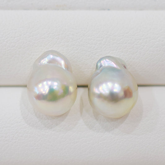 Limited to actual item Natural color akoya Baroque pearl 11mm - 11.5mm Surgical Stainless Steel Seawater Akoya Pearl Stud Earrings Japan