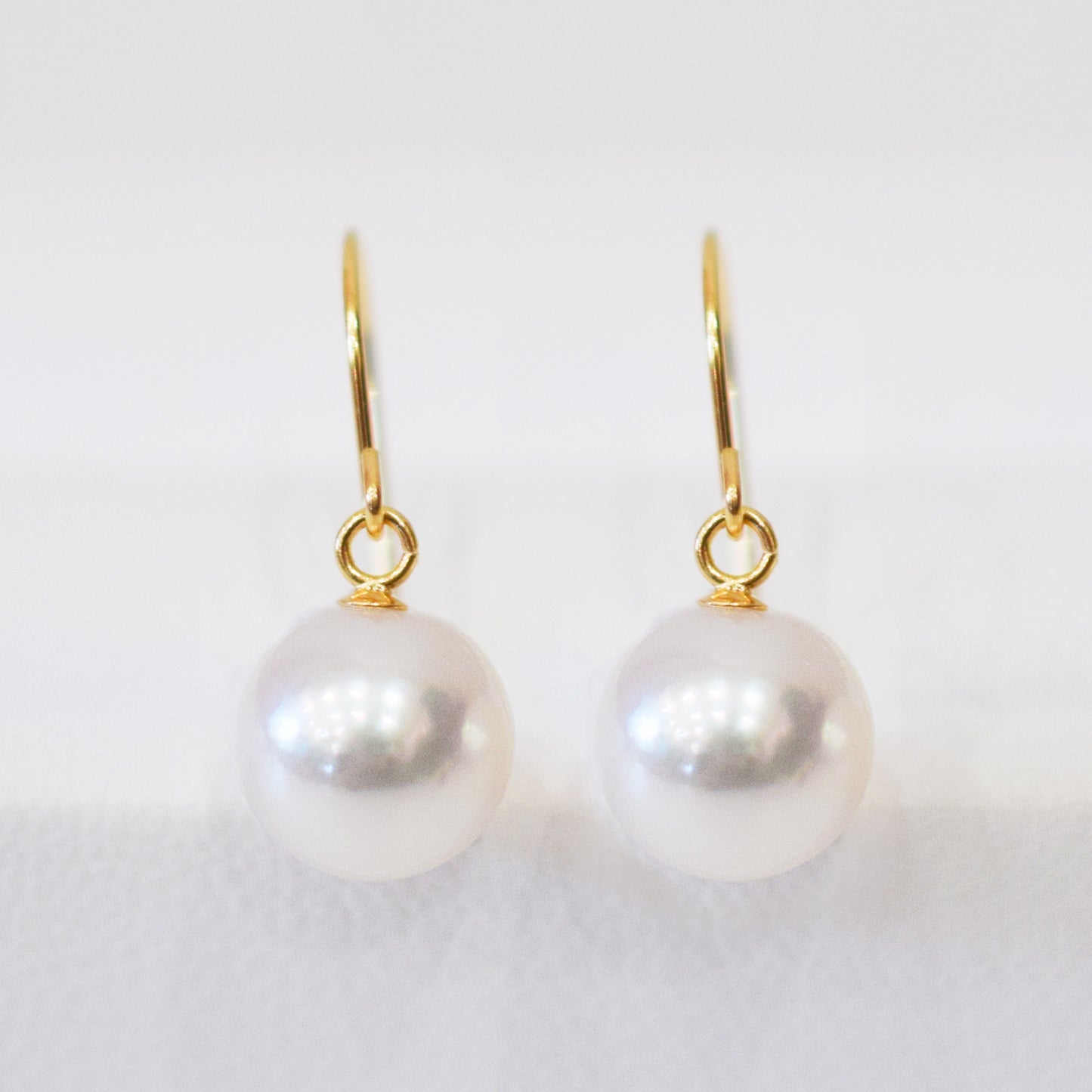 【K10 / K14 / K18】Hanadama rank White pink 7.5mm - 8.5mm Hook earrings Seawater Real Akoya Pearl Japan anniversary Earring Japanese Wedding Ssize 日本 天草