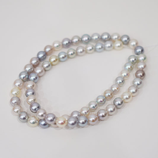 Limited to actual item Necklace Natural multi color 6.5mm - 7.3mm Real Akoya Pearl From Japan 18.1inch 46cm starand choker reenspearl