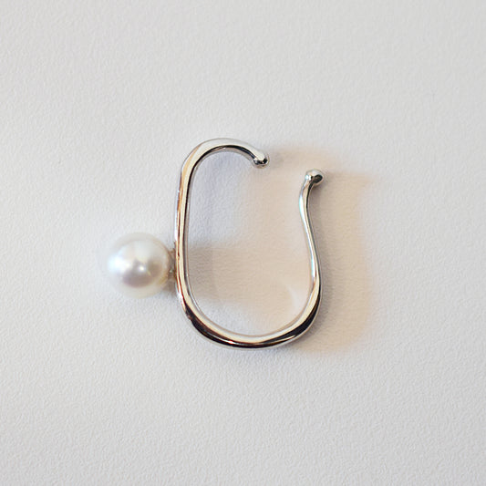 Hanadama rank White pink 6mm - 6.5mm akoya pearl SV Ear Cuff Seawater Japan Japanese 真珠 あこや