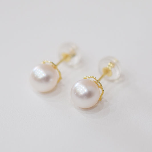 【K18YG / K14WG】Hanadama rank 6mm - 6.5mm Seawater Akoya Pearl White Pink Stud Earring Japan anniversary Japanese Seawater birthday 真珠 あこや 花珠級
