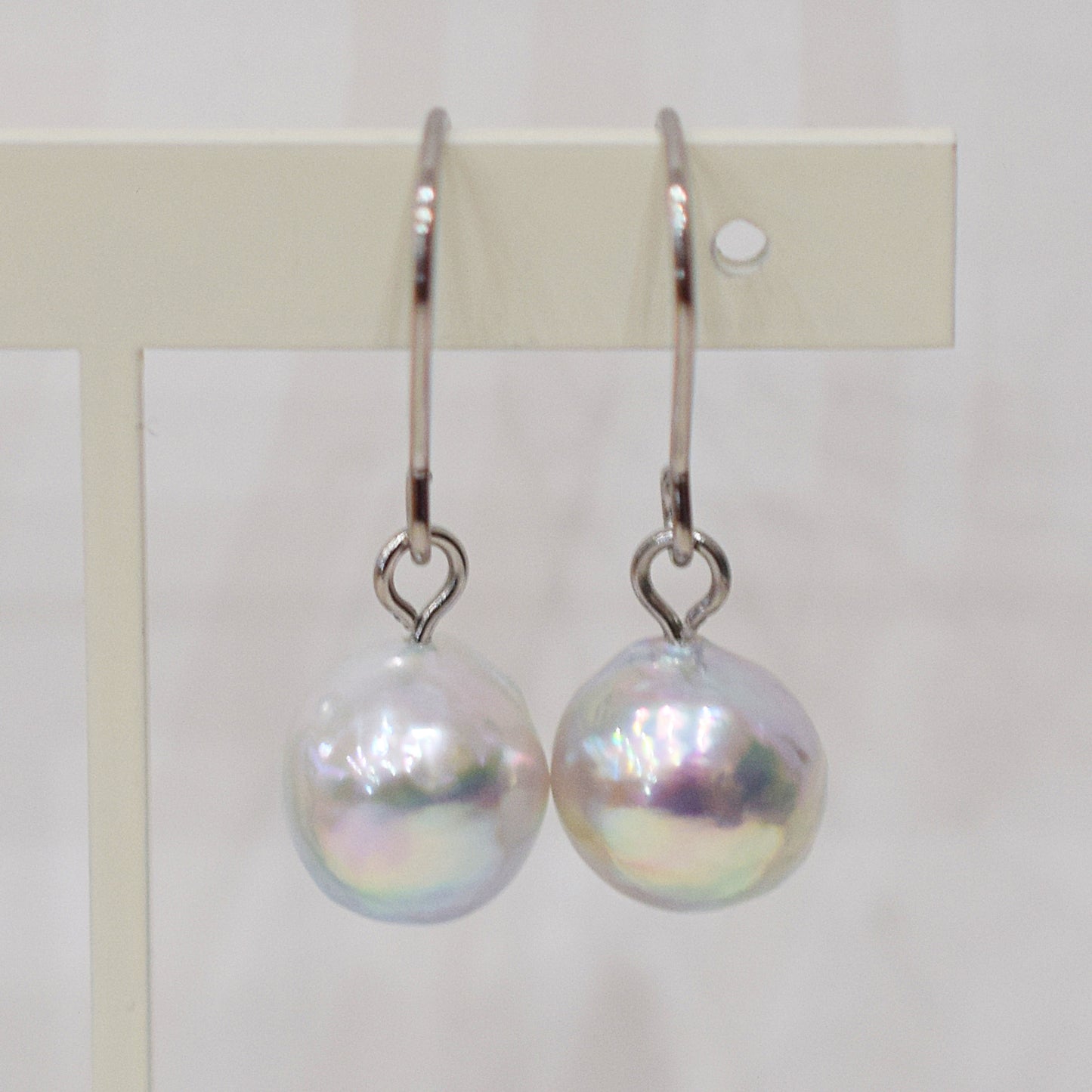 Actual product Natural color akoya Baroque pearl 9mm - 10mm Surgical Stainless Steel Seawater Akoya Pearl Stud Earrings Japan