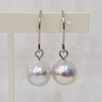 Actual product Natural color akoya Baroque pearl 9mm - 10mm Surgical Stainless Steel Seawater Akoya Pearl Stud Earrings Japan