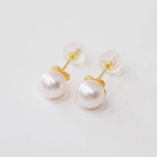 【K18YG / K14WG】Hanadama rank 6mm - 6.5mm Seawater Akoya Pearl White Pink Stud Earring Japan anniversary Japanese Seawater birthday 真珠 あこや 花珠級