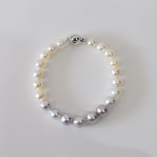 Actual product 6mm - 7mm Natural color Baroque Akoya Pearl Bracelet 6.29inch Japan AkoyaPearl SV925 Wedding Japanese Seawater