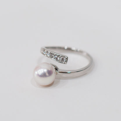 Actual product Rare White pink 8mm - 8.5mm Ring Sea Real Akoya Pearl From Japan SV925 Silver reenspearl akoyapearl