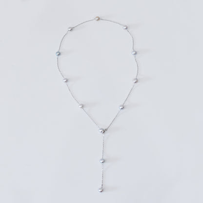 Limited to actual item 2-way Station necklace akoya pearl Natural color 6mm - 7mm Real Akoya Pearl Japan 19.6inch akoyapearl reenspearl Silver