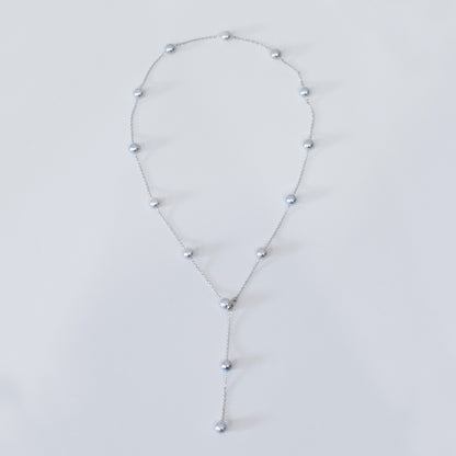 Limited to actual item 2-way Station necklace akoya pearl Natural color 6mm - 7mm Real Akoya Pearl Japan 19.6inch akoyapearl reenspearl Silver
