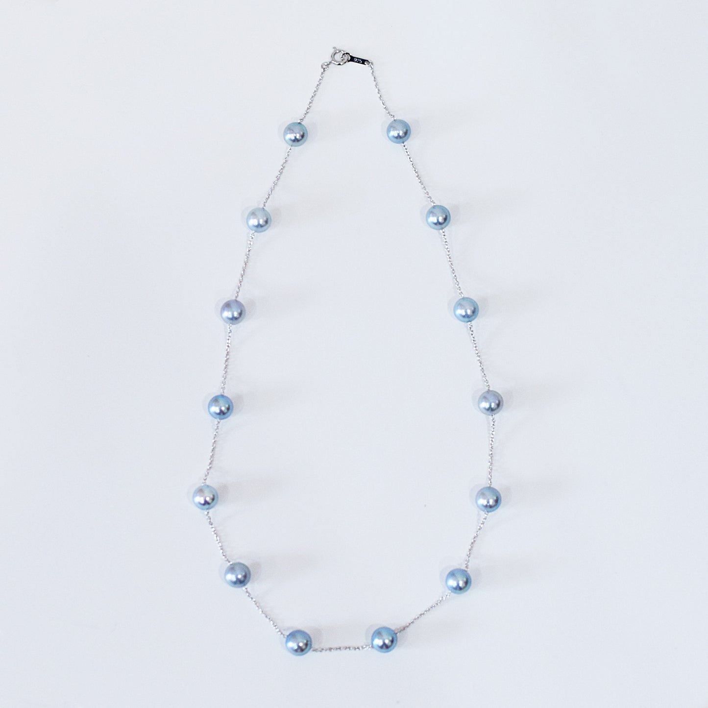 Limited to actual item Station necklace akoya pearl 8mm - 8.5mm Real Akoya Pearl Japan 19.6inch akoyapearl reenspearl Silver