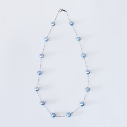 Limited to actual item Station necklace akoya pearl 8mm - 8.5mm Real Akoya Pearl Japan 19.6inch akoyapearl reenspearl Silver