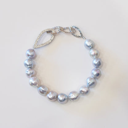 Actual product 9mm - 10mm Natural color Baroque Akoya Pearl Bracelet 7.87inch Japan AkoyaPearl SV925 Wedding Japanese Seawater