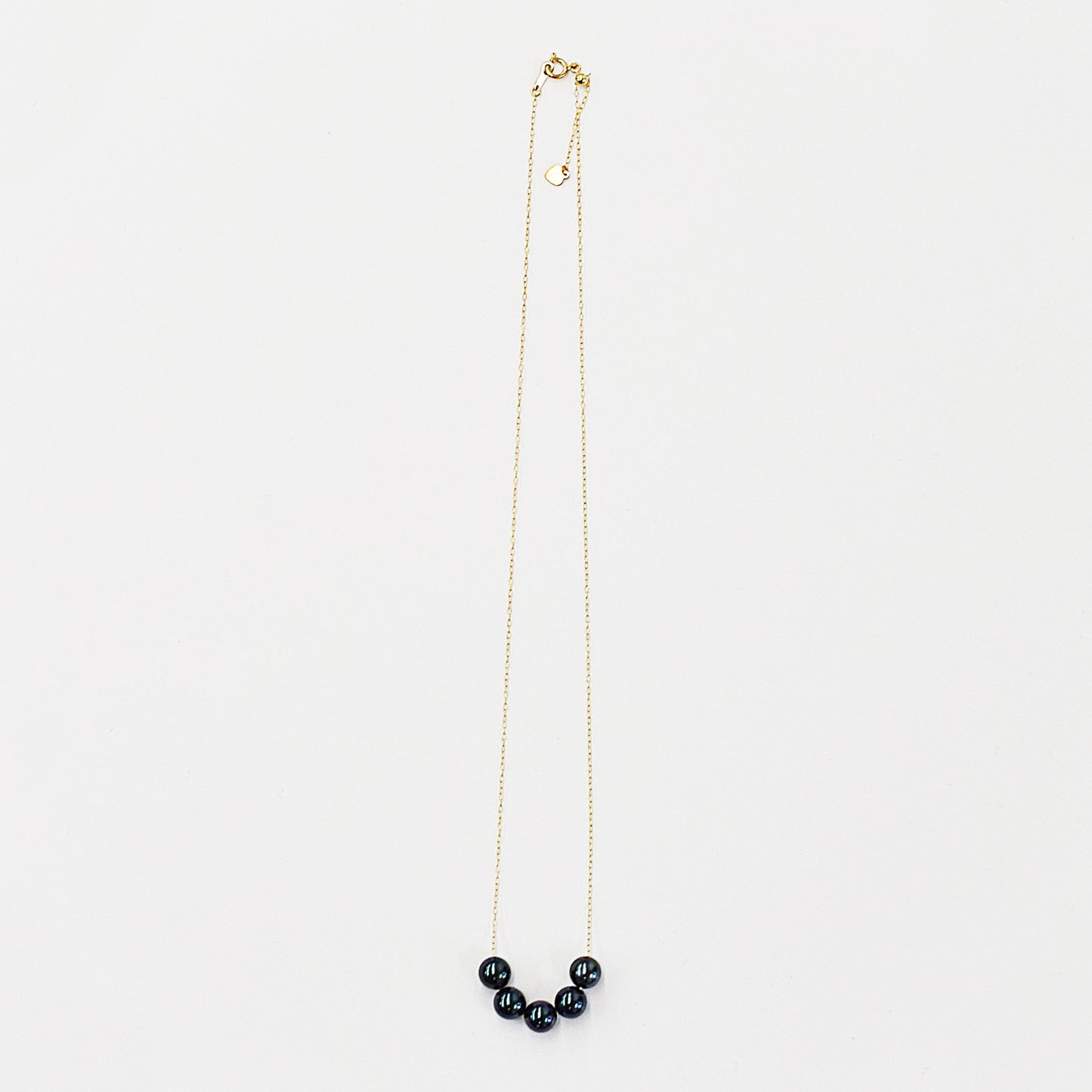 <SALE> Limited to actual item Black 7mm - 7.5mm aakoya pearl through necklace 10K Real Japan reenspearl Japanese Seawater pearl dyed color