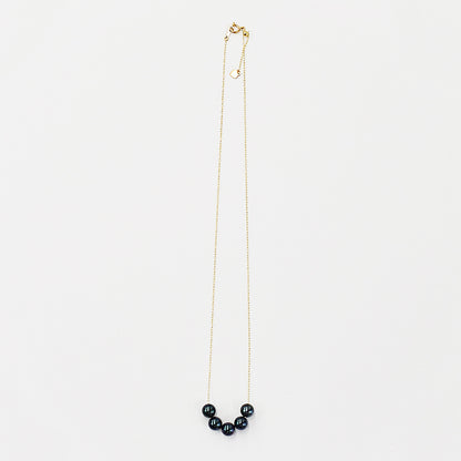 <SALE> Limited to actual item Black 7mm - 7.5mm aakoya pearl through necklace 10K Real Japan reenspearl Japanese Seawater pearl dyed color