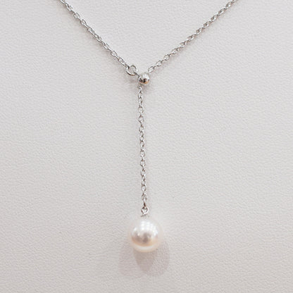 【SV925】Rare White pink 7.5mm - 8.5mm Seawater Real Akoya Pearl Azuki necklace AkoyaPearl Japan あこや 真珠