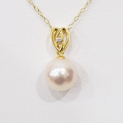 Hanadama rank White pink 8mm - 9.5mm Diamond 18K pendant necklace Akoya Pearl Real Japan Seawater pearl SIKC420 RP0009