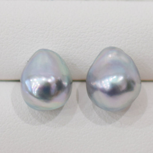 Limited to actual item Natural color akoya Baroque pearl 10.5mm - 11mm Surgical Stainless Steel Seawater Akoya Pearl Stud Earrings Japan