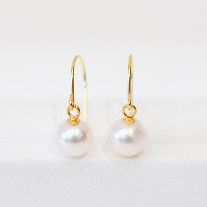 【K10 / K14 / K18】Hanadama rank White pink 5.5mm - 6mm Hook earrings Seawater Real Akoya Pearl Japan anniversary Earring Japanese Wedding Ssize 日本 天草