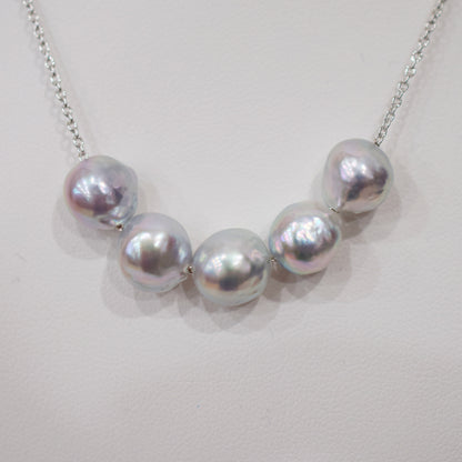 Limited to actual item Through Necklace Natural color Baroque 9 - 10mm Real Akoya Pearl Japan 17.7inch