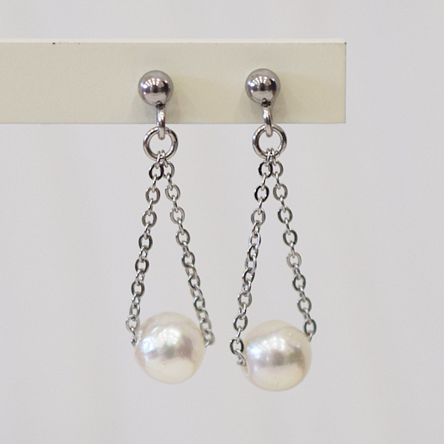 Actual product Natural color akoya Baroque pearl 6mm - 7mm Surgical Stainless Steel Seawater Akoya Pearl Stud Earrings Japan