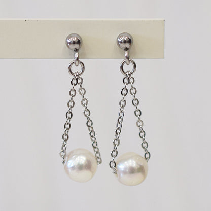 Actual product Natural color akoya Baroque pearl 6mm - 7mm Surgical Stainless Steel Seawater Akoya Pearl Stud Earrings Japan