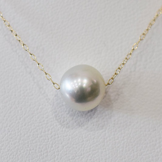 <SALE> Limited to actual item Natural color 9mm - 9.5mm Semi - Round K10YG necklace Seawater Real Akoya Pearl Japan