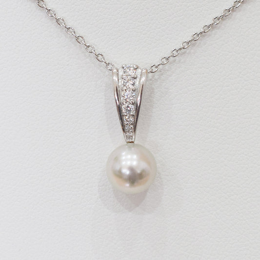 Rare Natural color 8mm - 9.5mm akoya pearl Pendant top necklace SV silver Real Japan reenspearl akoyapearl Zirconia birthday Pendant あこや 真珠
