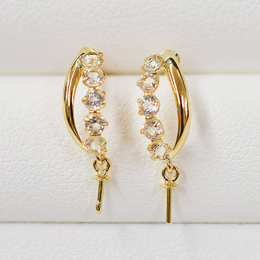 Only metal fittings K18YG stud earring Metal fitting Semi-precious stones Recommended for pearls under 9.5mm