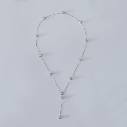 Limited to actual item 2-way Station necklace akoya pearl Natural color 6mm - 7mm Real Akoya Pearl Japan 19.6inch akoyapearl reenspearl Silver