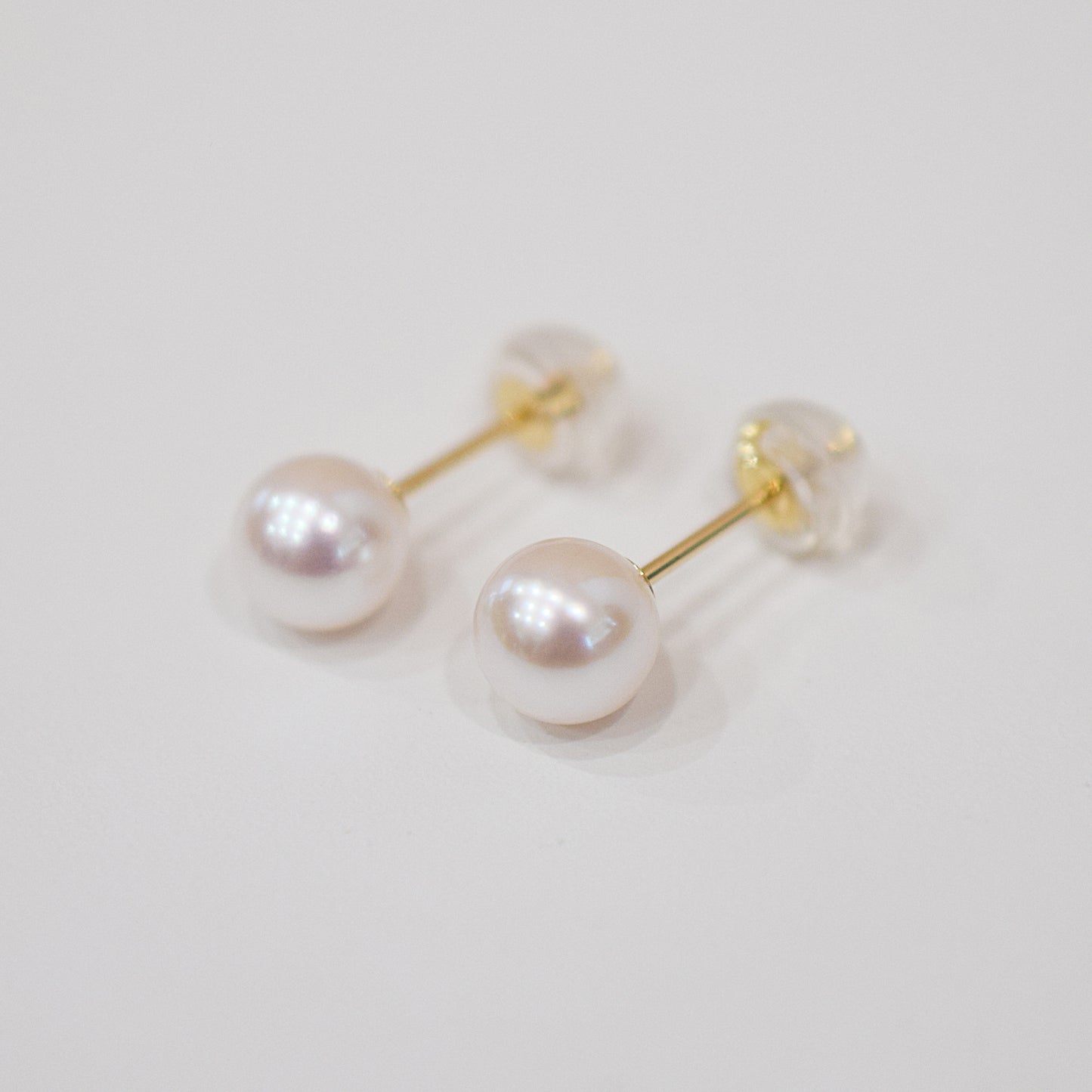 【K10】Hanadama rank 6mm - 6.5mm Seawater Akoya Pearl White Pink Stud Earring Japan anniversary Japanese Seawater birthday 真珠 あこや 花珠