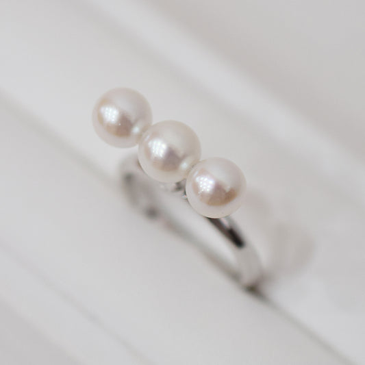 Hanadama rank 6mm - 6.5mm White pink Ring Akoya Pearl From Japan SV925 Silver reenspearl Sea Real akoyapearl