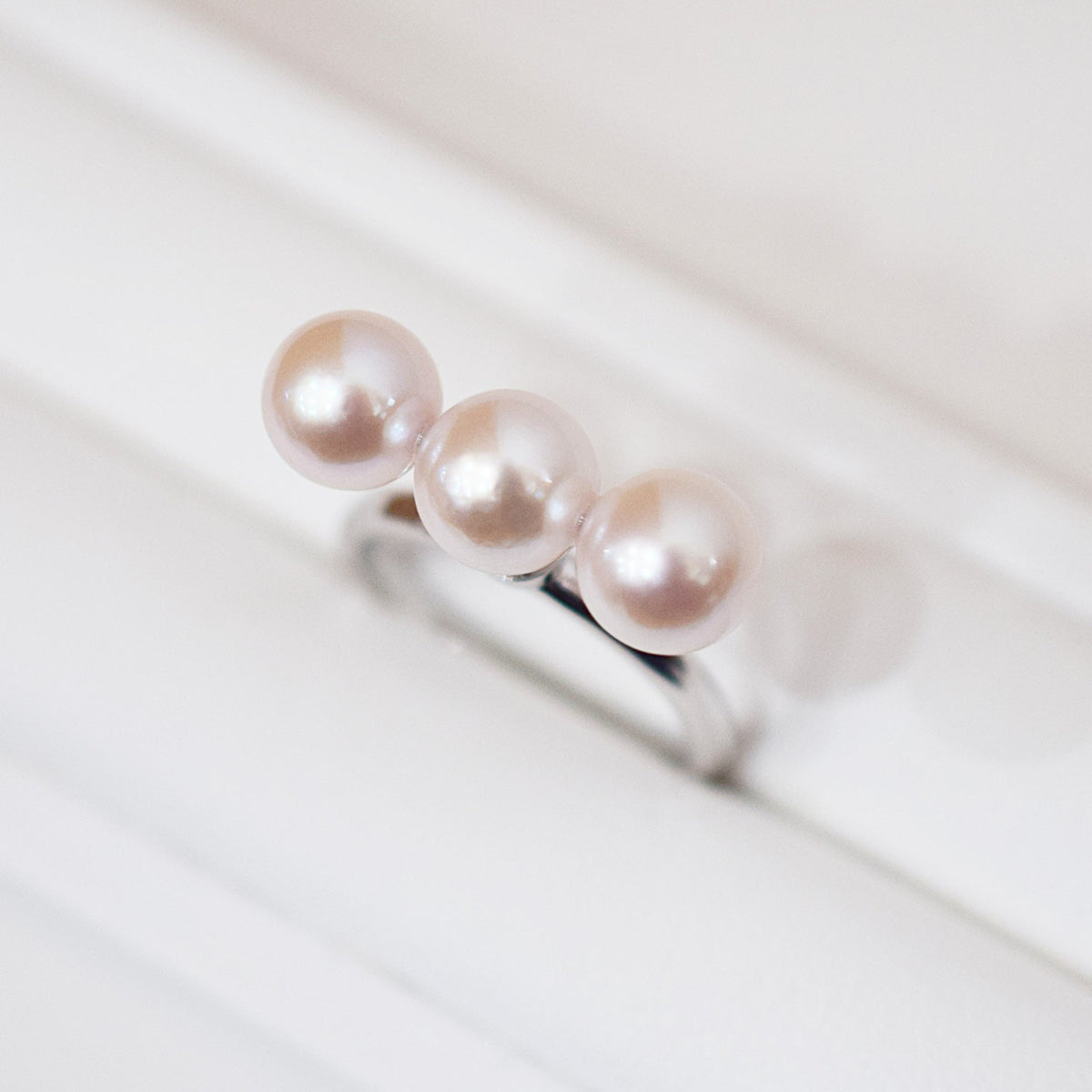 White pink 5.5mm - 8mm Ring Akoya Pearl From Japan SV925 Silver reenspearl Sea Real akoyapearl