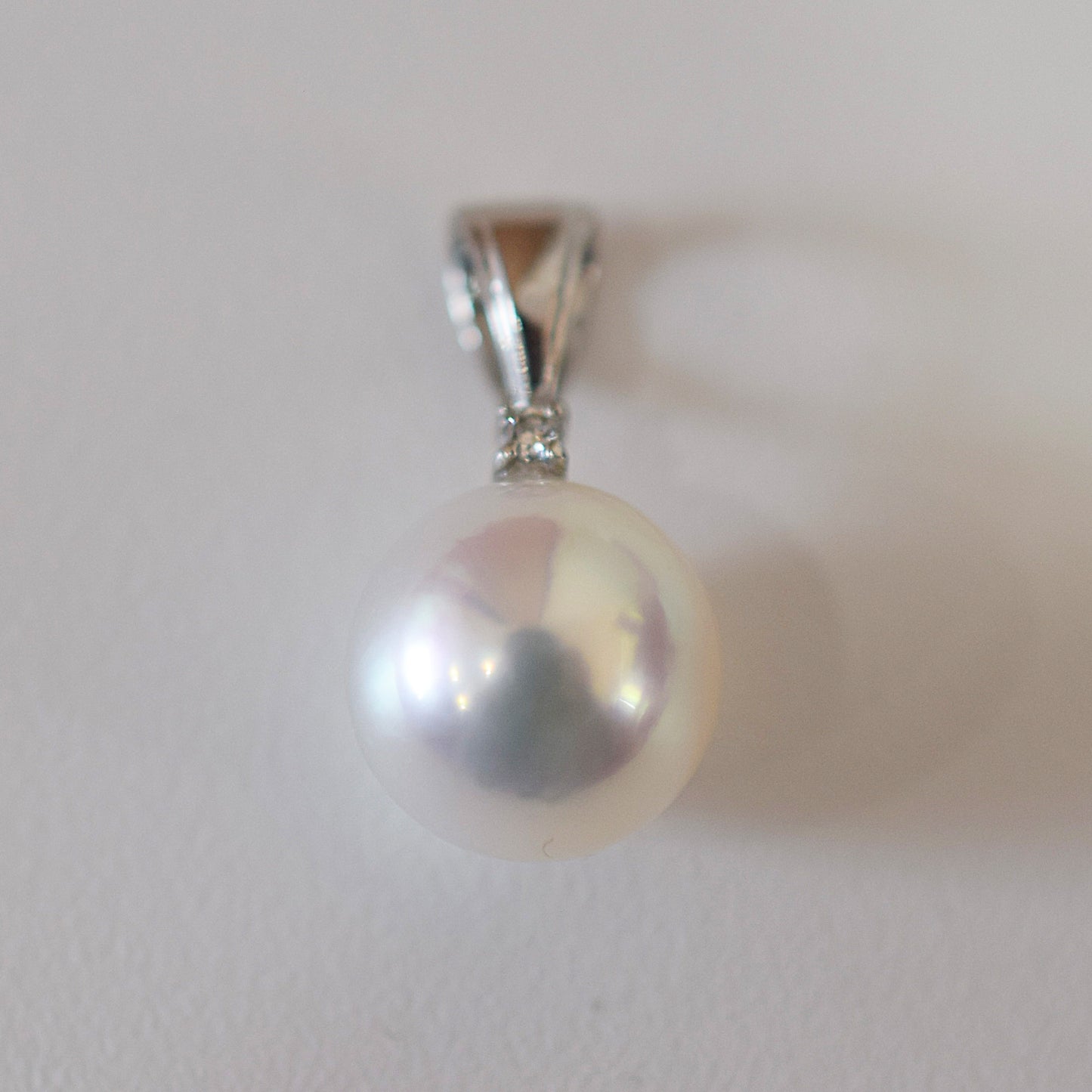 Limited to actual item penrant top Only 9.3mm 14K WG White pink Seawater Real akoya Pearl Japan birthday あこや 真珠 reenspearl