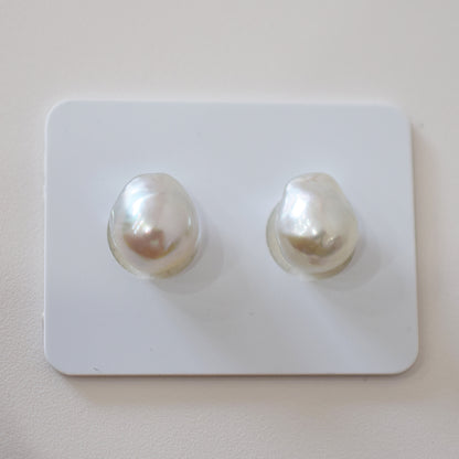 Actual product Natural color akoya pearl Baroque pearl 10.5mm - 11mm 18K 14K Surgical Stainless Steel stud Earrings Japan